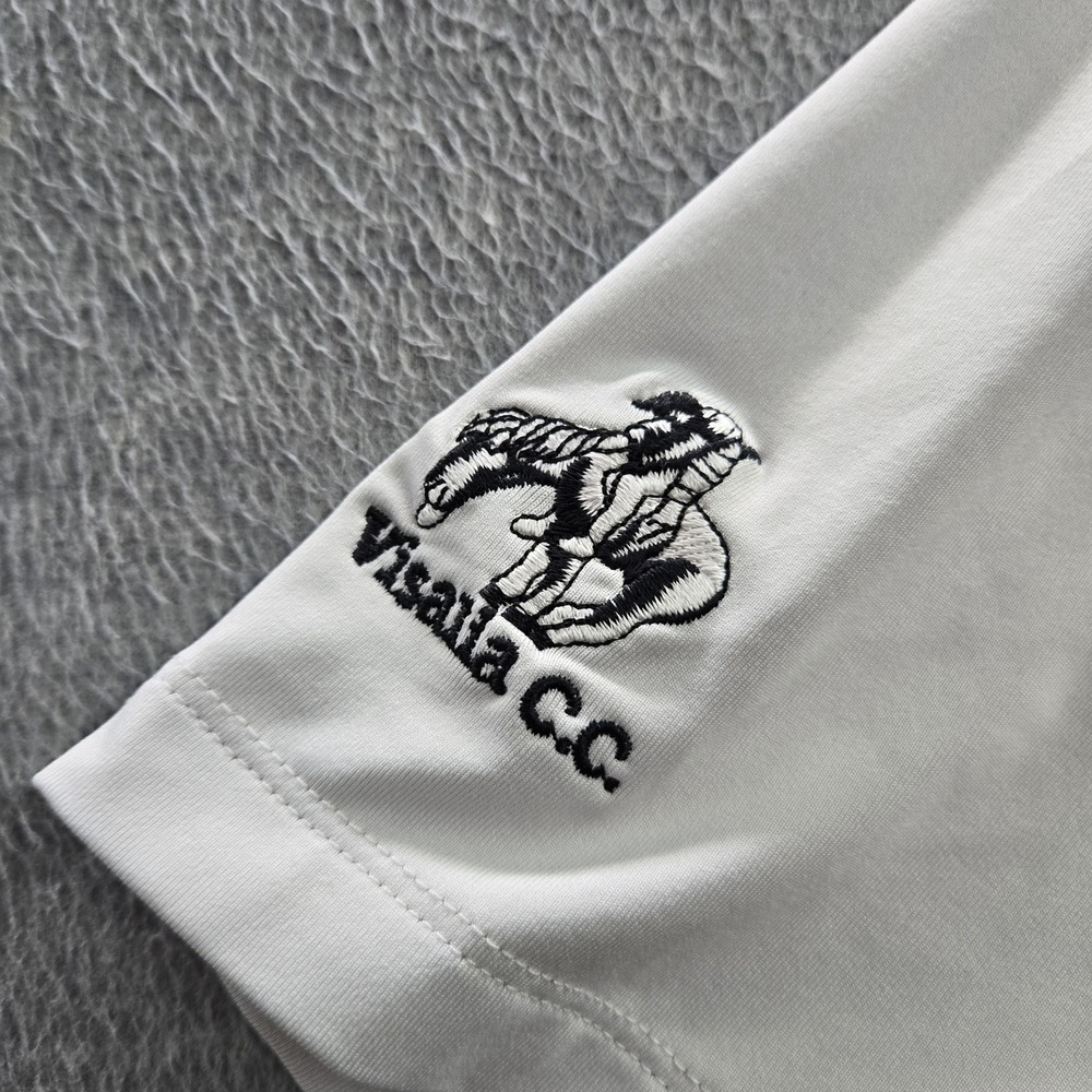 Nike Men Polo L White Striped Vapor Swoosh Logo Dri Fit Golf Short Sleeve - Picture 9 of 11